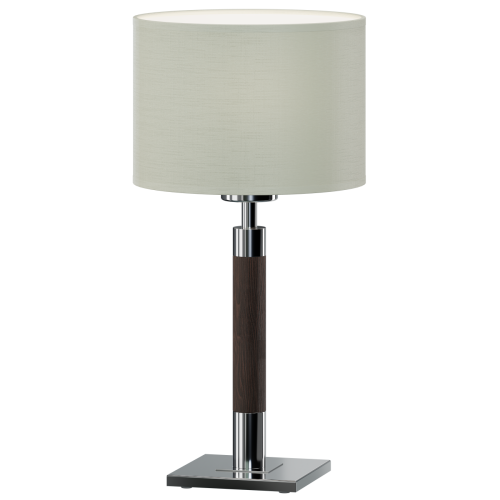 KAMA lampa nocna wykonana z metalu i drewna z tkaninowym abażurem