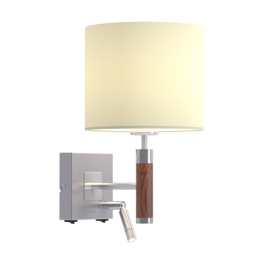 KAMA kinkiet wykonany z metalu i drewna z abazirem. Dodatkowe zintegrowane źródło światła LED
