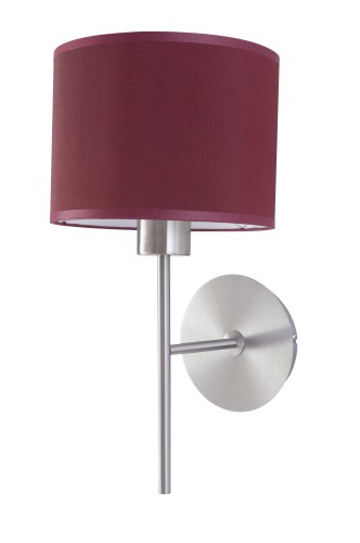 Preciosa kinkiet. Metalowy korpus w komplecie z tekstylnym bażurem w kolorze bordo