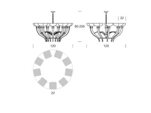 FUJI wymiary: średnica 120 cm, wysokość 80-250 cm