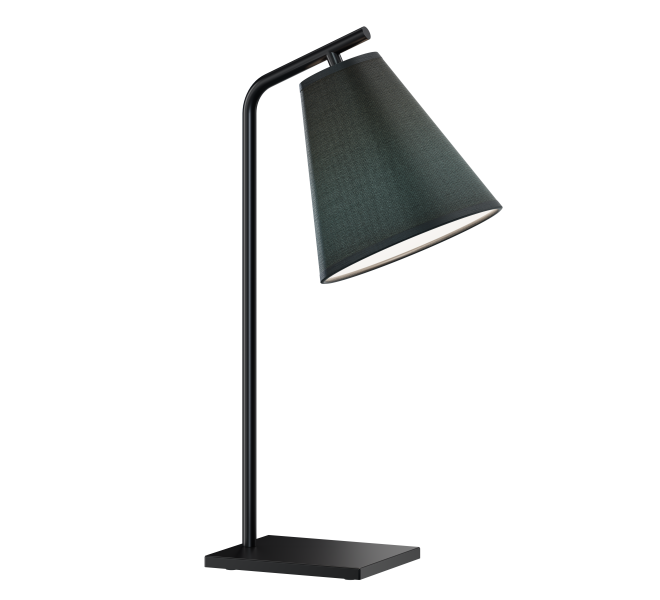 SCANDIC BIS lampa gabinetowa wykonana z metalu z tekstylnym abażurem w kolorze czarny