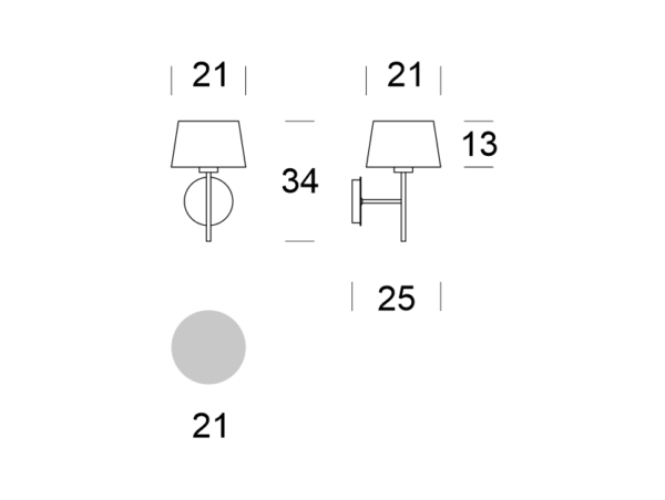 VIENA wymiary: śrenica 21 cm, wysokość 34 cm