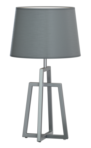 Cross lampa gabinetowa wykonana z metalowych profili z tekstylnym abażurem