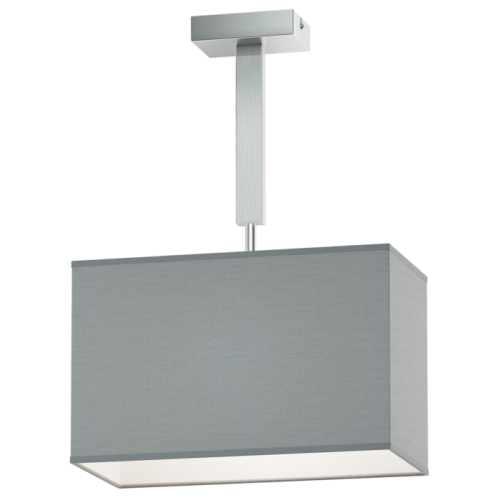 LUPUS Lampa Sufitowa. Metalowy korpus w kolorze inox w komplecie z tekstylnym abażurem w kształcie prostokąta