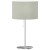 Preciosa lampa gabinetowa. Metalowa okrągła podstawa połączona z metalową rurką zakończona gniazdem E27 oraz abażurem w kształcie walca w kolorze ecru.