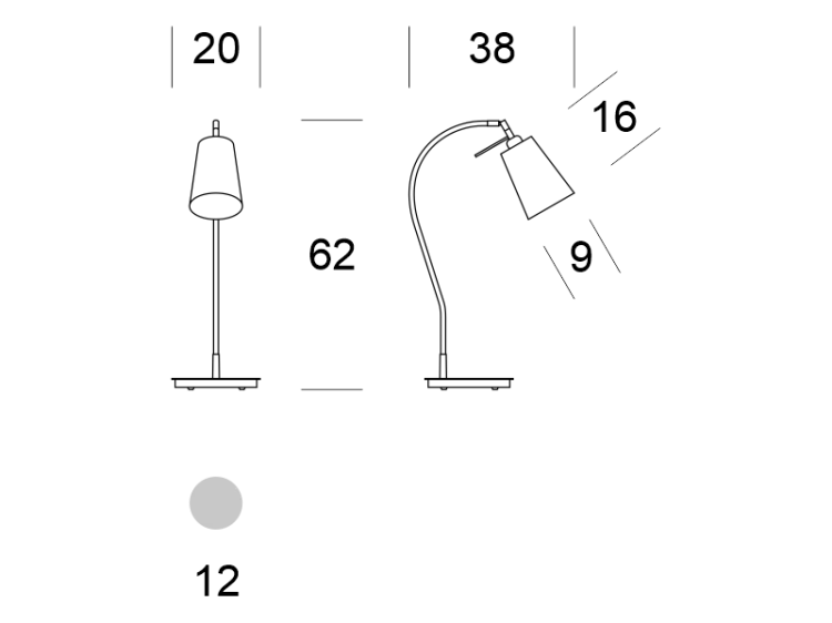 CAPRICORN wymiary: szerokość 20 cm, wysokość 62 cm i głębokość 38 cm