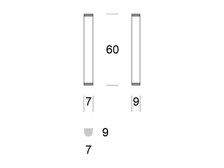 ELZA PLUS wymiary: szerokość 7 cm, wysokość 60 cm, głębokość  9 cm
